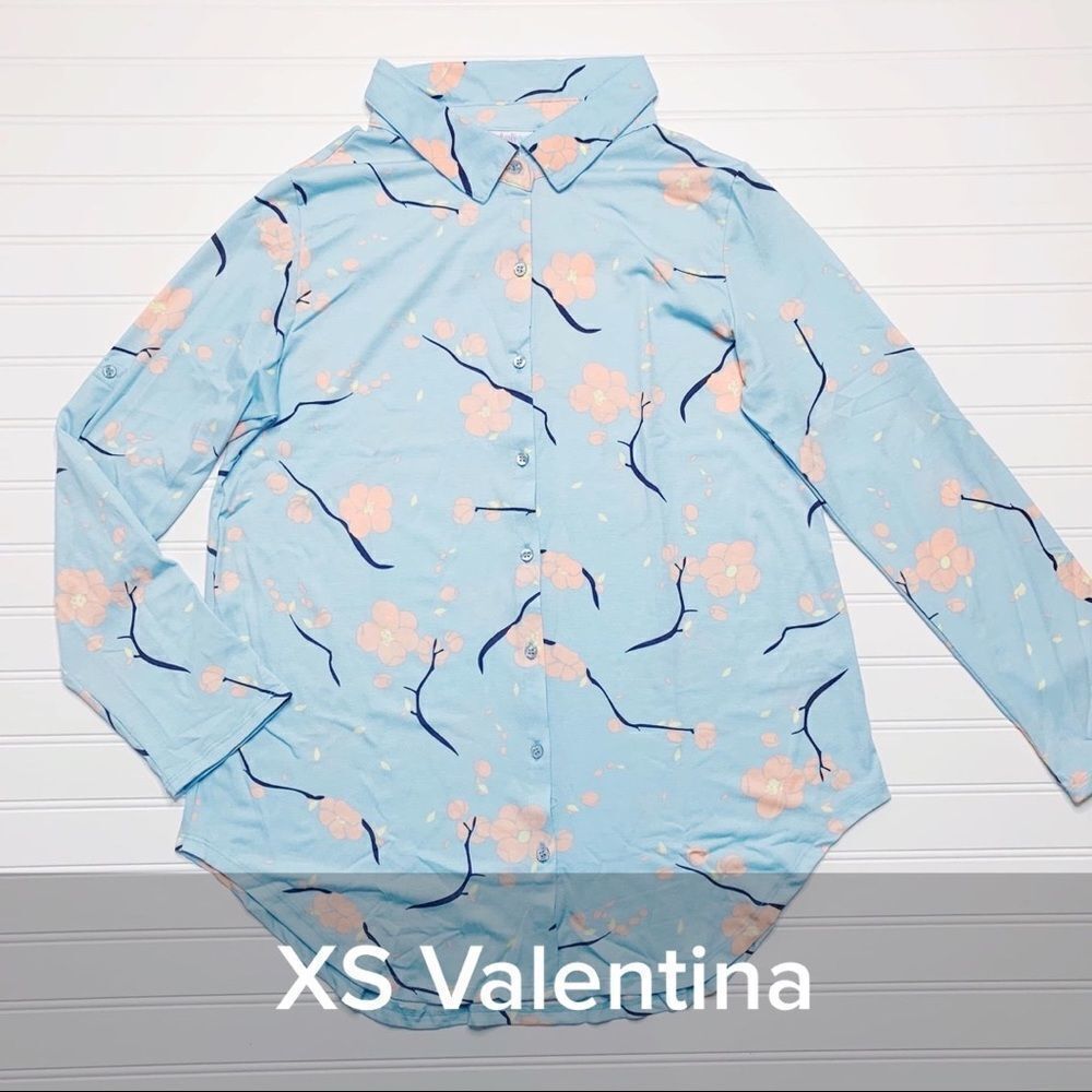 Lularoe Valentina Long Sleeve Button Down Top - Size XS